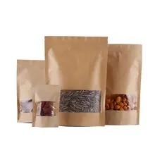 Ziplock Stand Up Pouch Kraft Paper Bag With Tear Notch 10mm Edge Seal