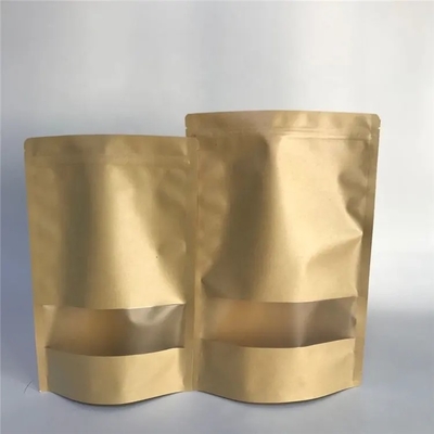 Ziplock Stand Up Pouch Kraft Paper Bag With Tear Notch 10mm Edge Seal